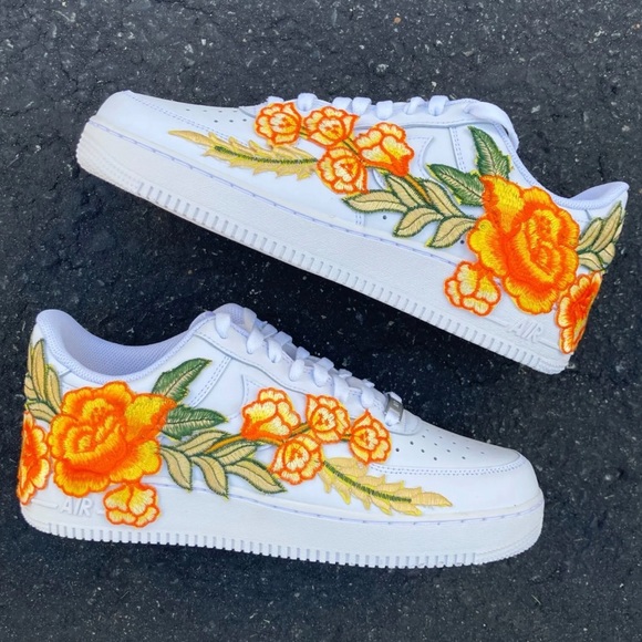 Nike orange flower Air Force 1s multiple sizes available - Picture 2 of 11
